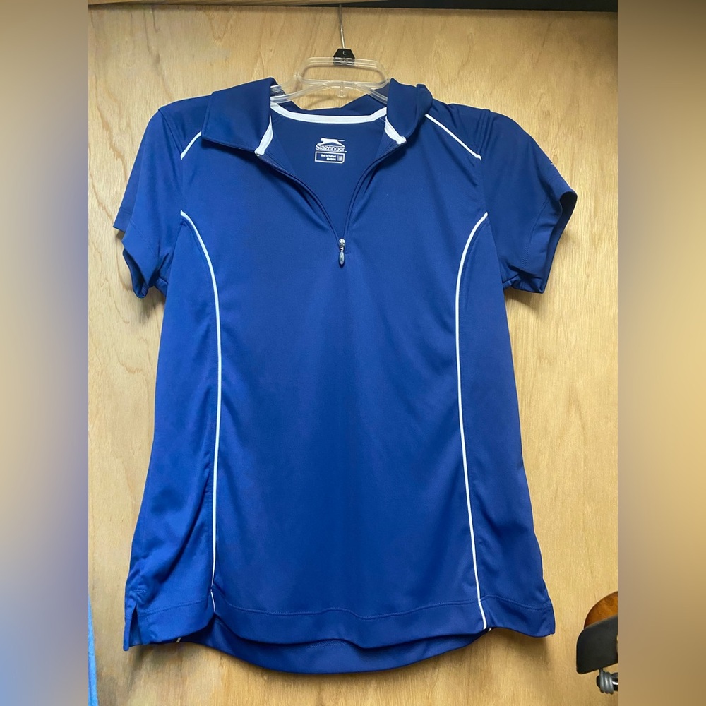 Slazenger Women's Blue Zip-Up Golf Shirt